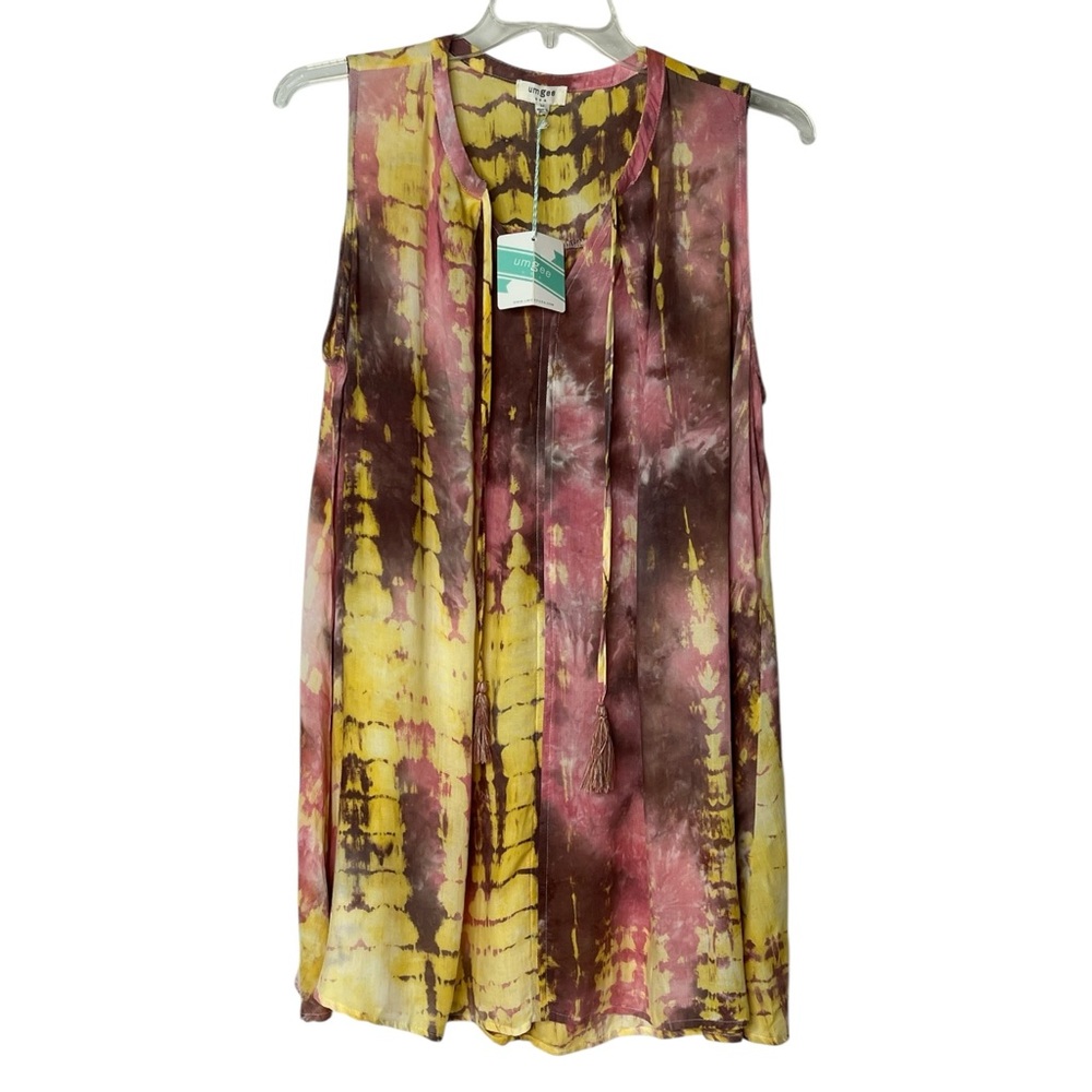 Umgee Boho Sleeveless Pullover Summer Spring Flowy Mini Dress Women's‎ Medium